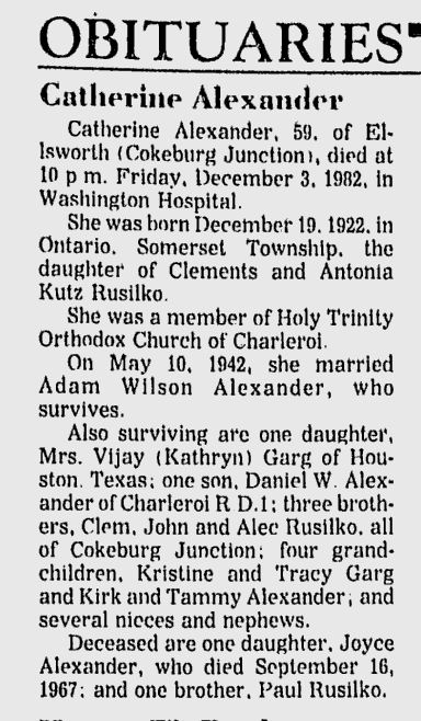Catherine Alexander obit